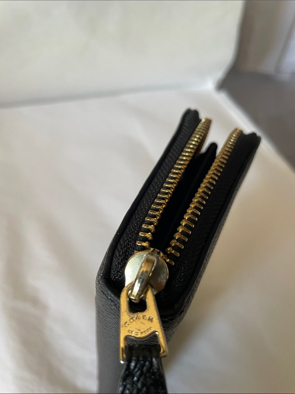 Coach wallet Black Zip-Around Saffiano Wallet with Gold Hardware - Picture 4 of 10